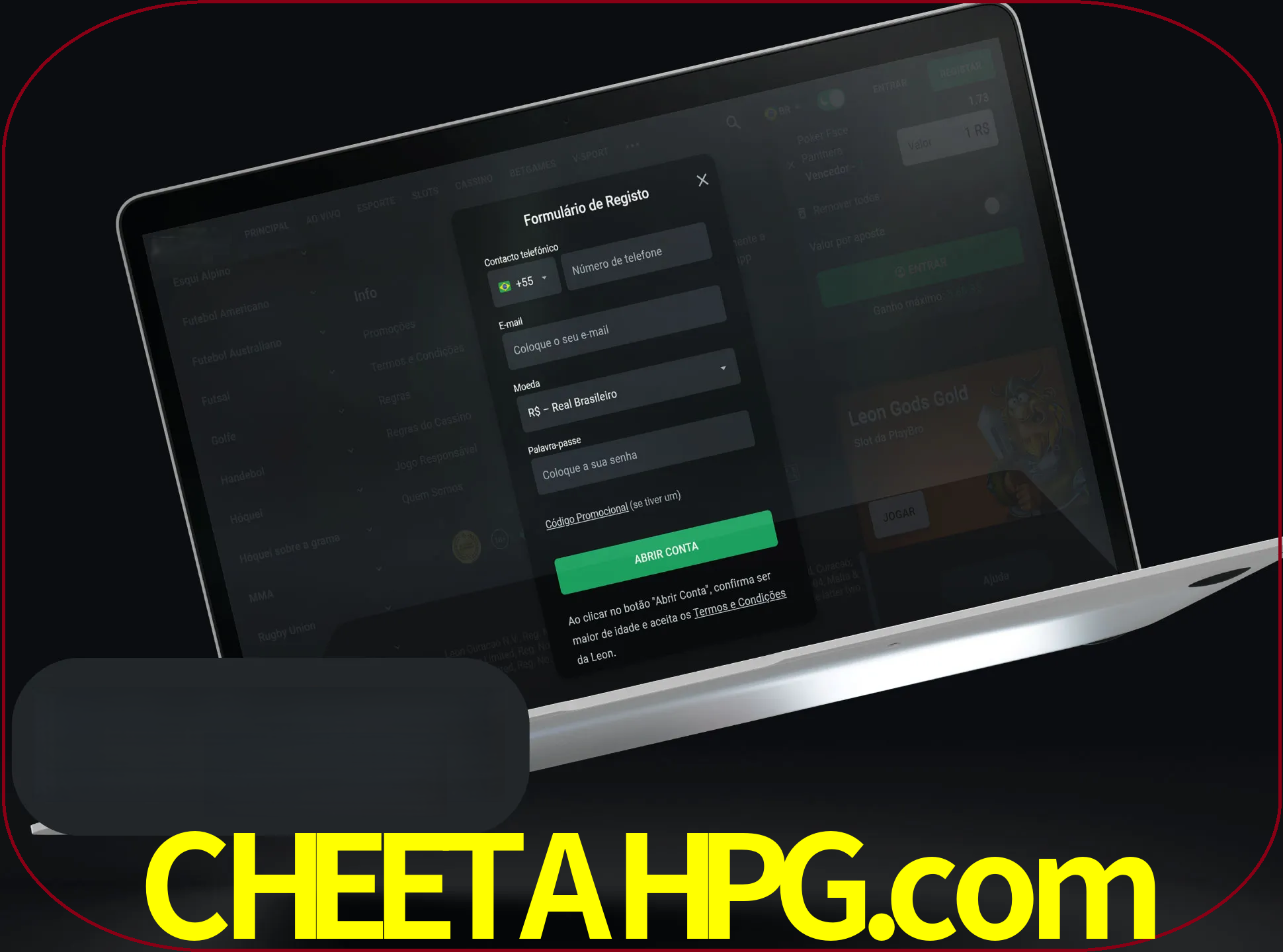 Abra o site da LeonBet e crie sua própria conta.