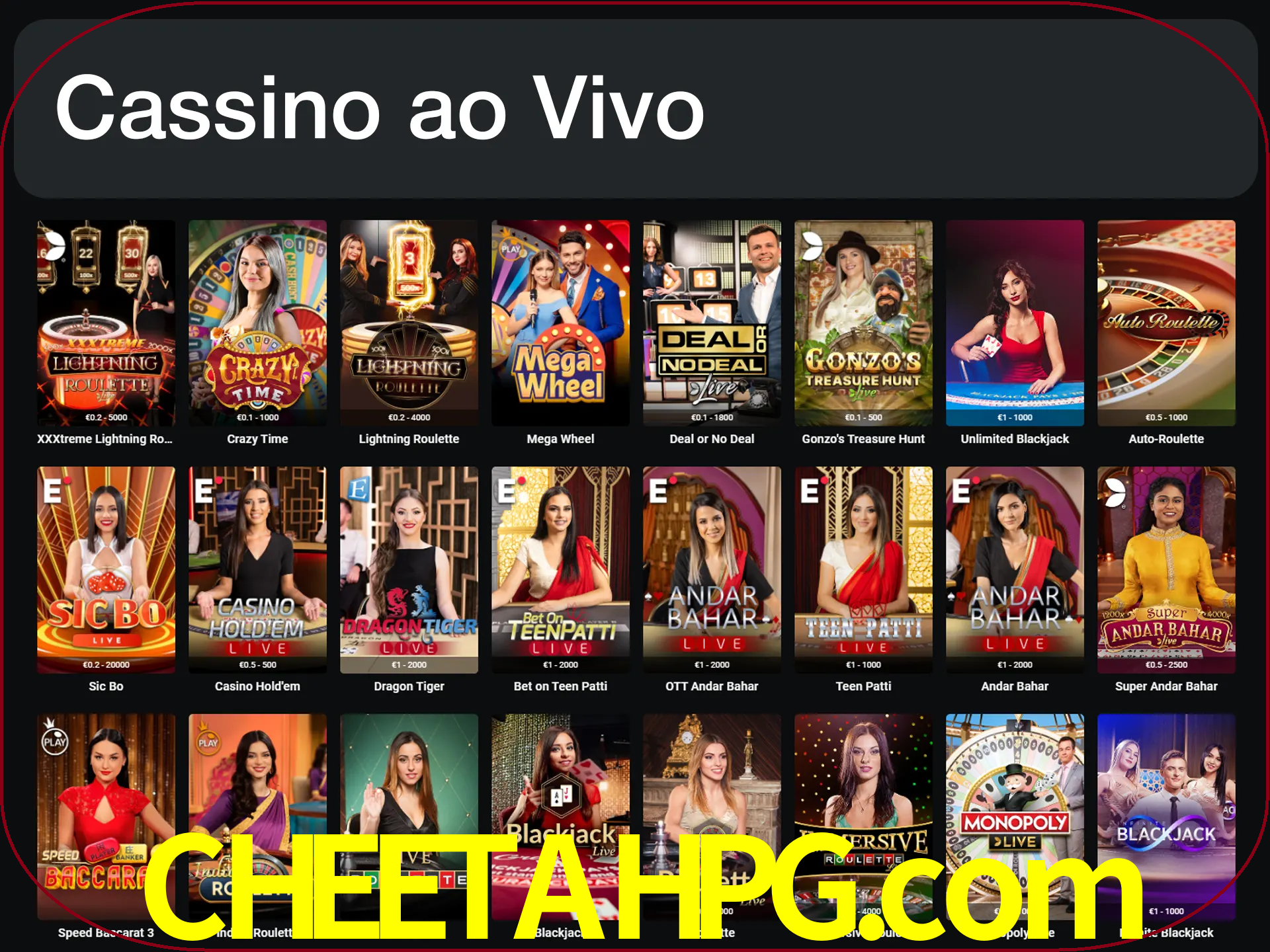 Jogue jogos de cassino com um verdadeiro dealer.