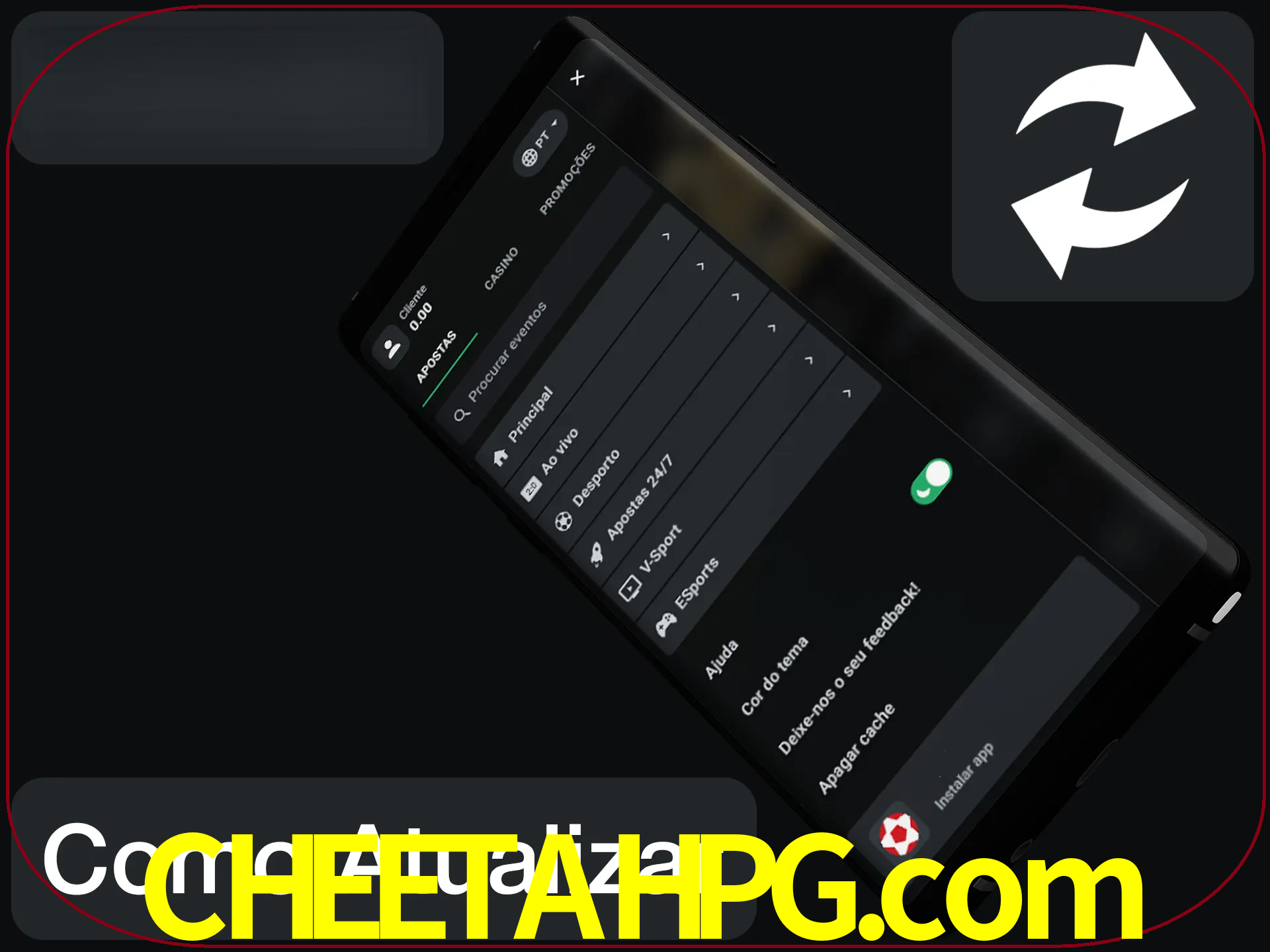 O aplicativo é atualizado automaticamente quando você faz o login.