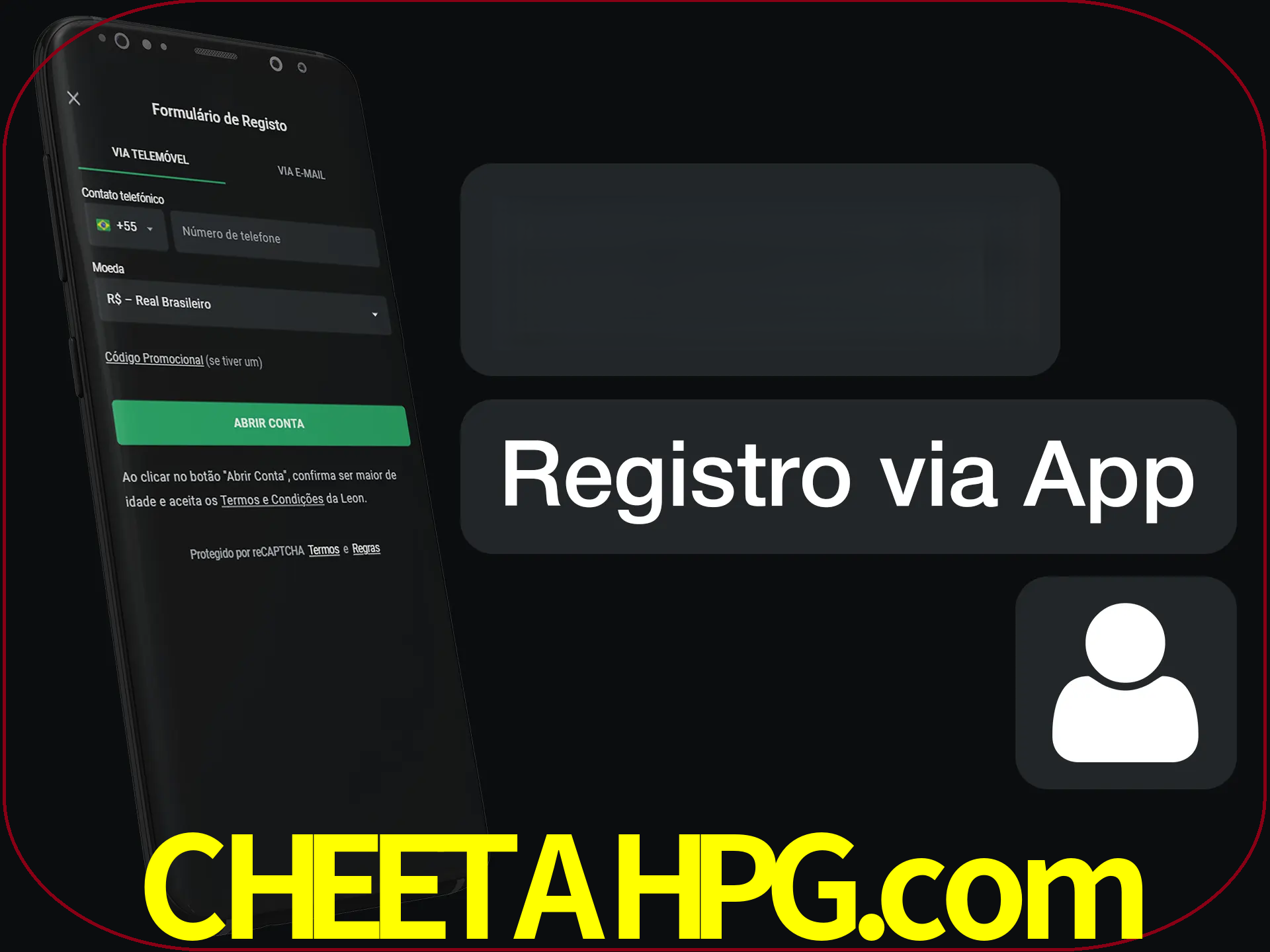 Registre-se com duas etapas usando o aplicativo.