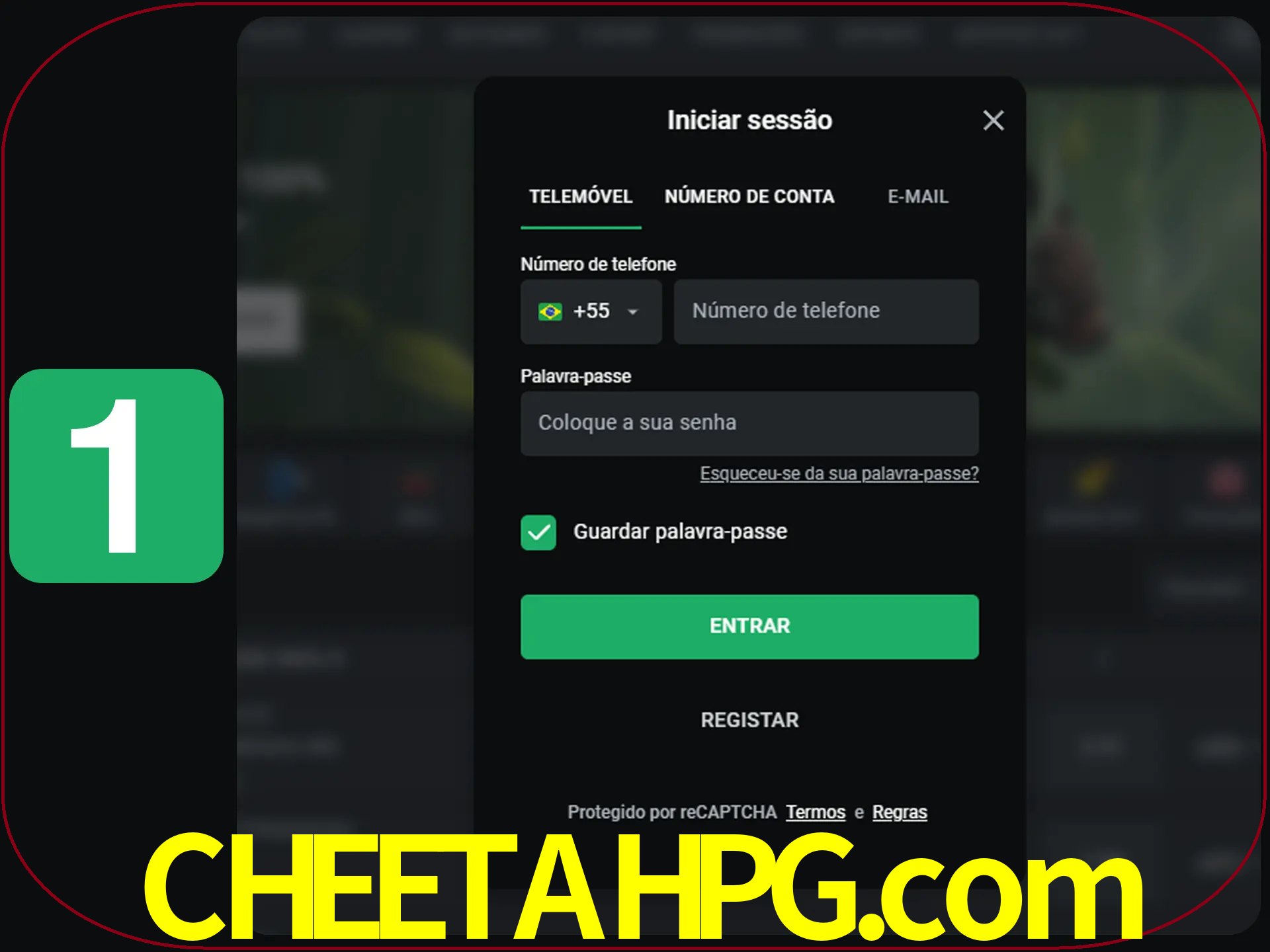 Clique no botão Entrar.